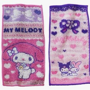 Sanrio Pocket Towel Set, My Melody Kuromi, 4”x8” Mini Kawaii Japan Import